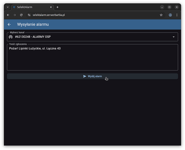 Nadawanie alarmu