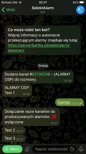 Alarmy bez nazwy kanału